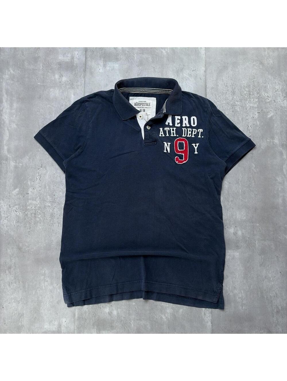 Y2K Navy Aeropostale Surf Grunge Faded Distressed Polo Shirt